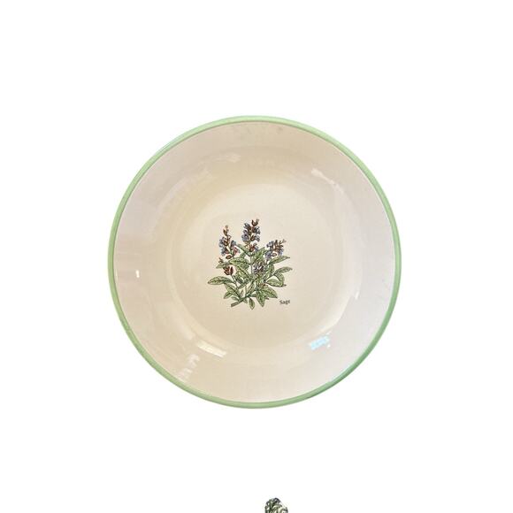 World Market Cream Hand Painted Herb Plates set of 4 - Picture 4 of 8